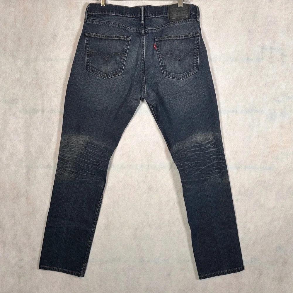 Levi's Jeans Mens 34x32 511 Slim Dark Wash Good Distressed Denim Pants